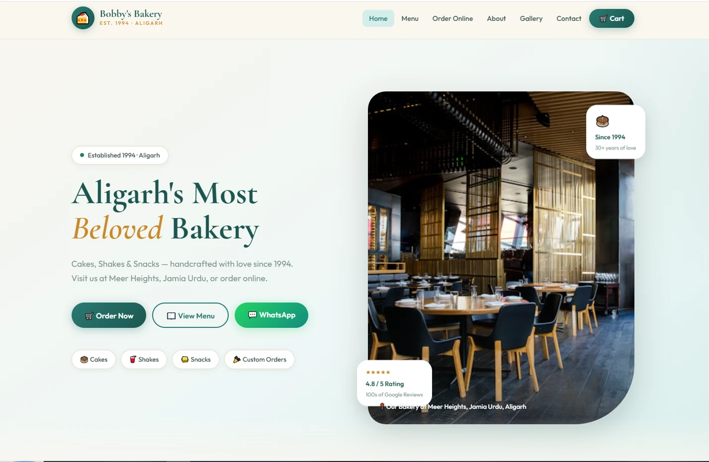 Bobby's Bakery website