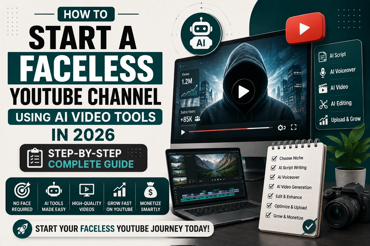 How to Start a Faceless YouTube Channel Using AI Video Tools in 2026 (Step-by-Step)