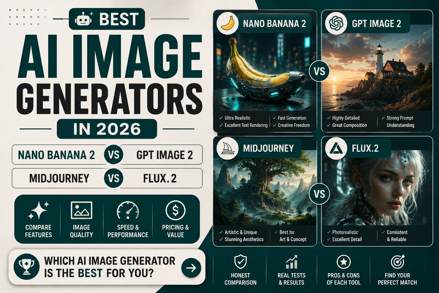 Best AI Image Generators in 2026: Nano Banana 2 vs GPT Image 2 vs Midjourney vs FLUX.2